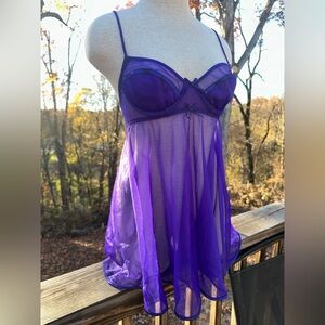 Vintage Purple Sheer Babydoll Lingerie size medium